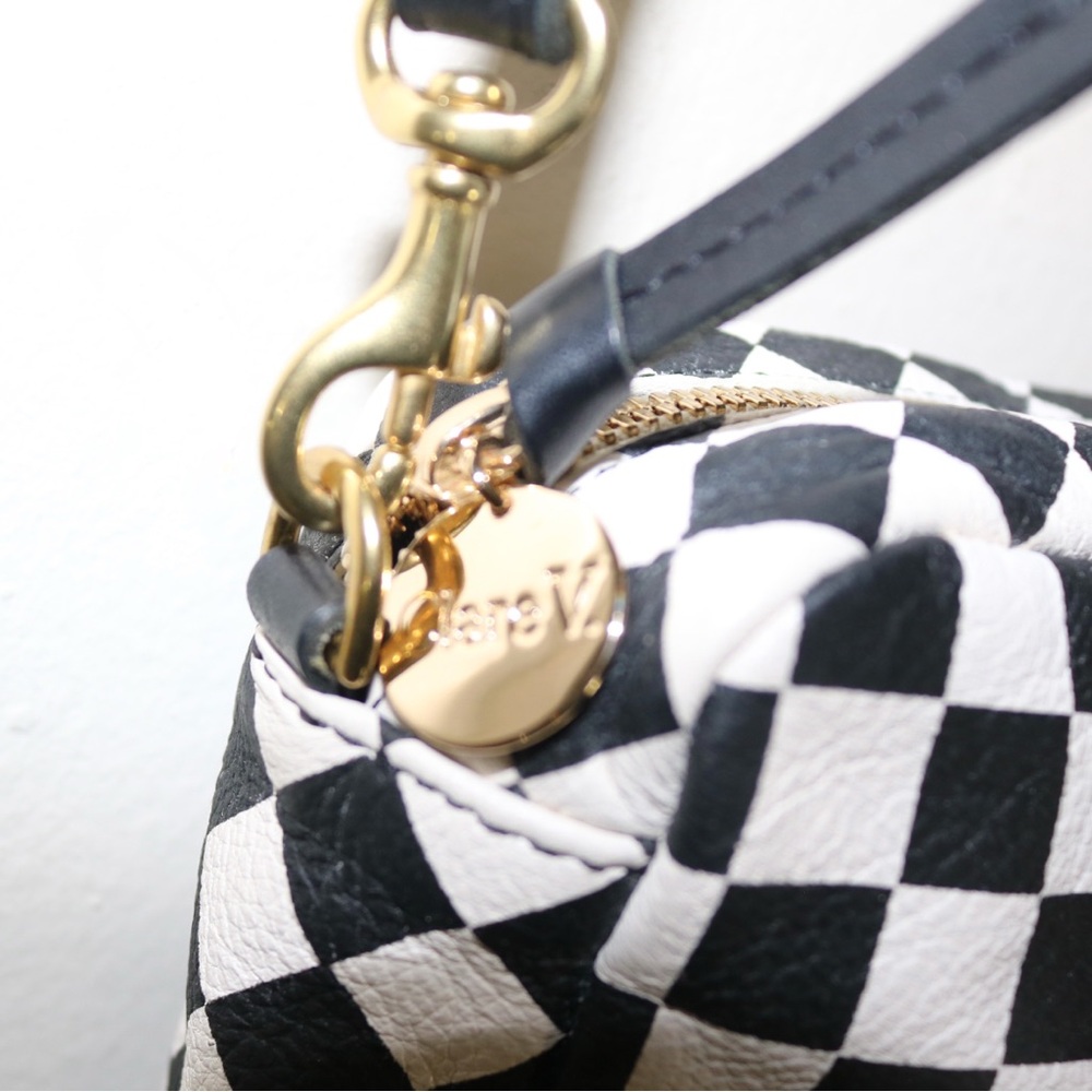 SOLD! ❤️ Clare V. Midi Sac Checker Print Crossbody Bag in Cream/Black - Picture 10 of 16